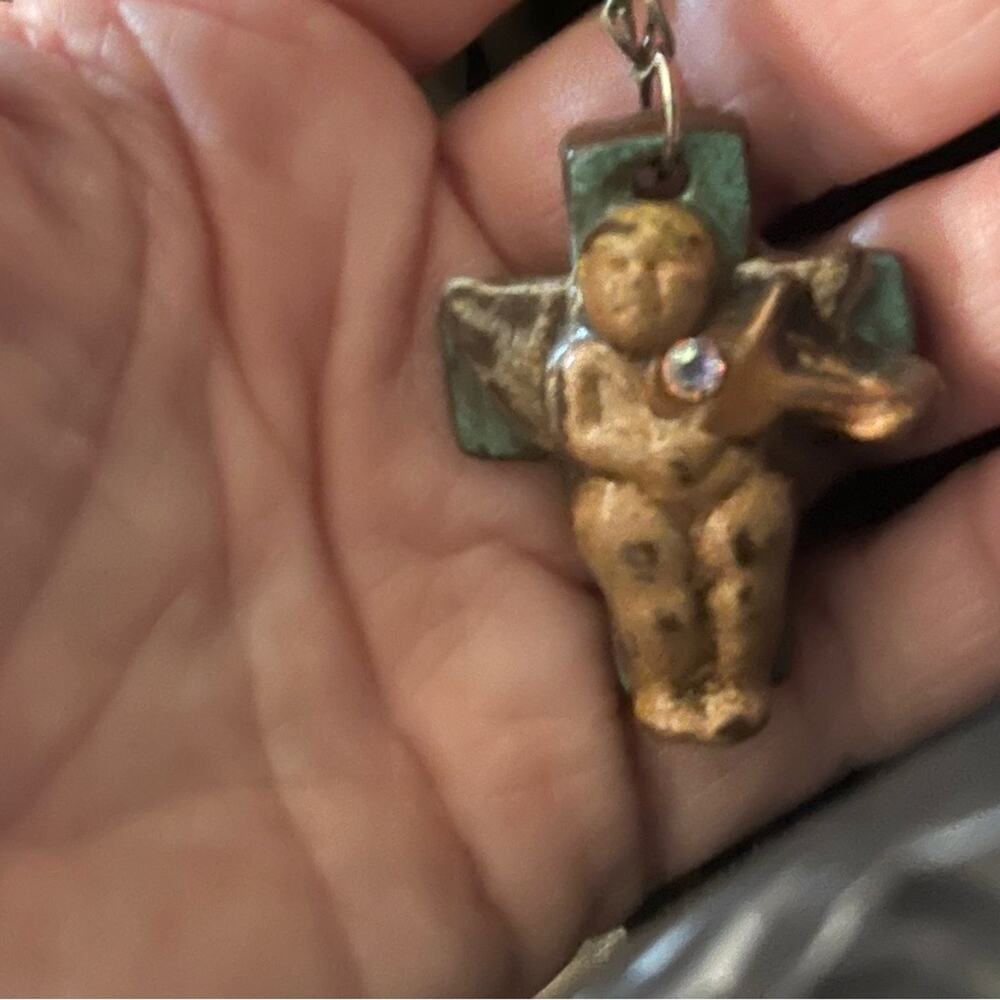Sookie Sookie Cross Necklace With Stone And Cherub Playing Violin